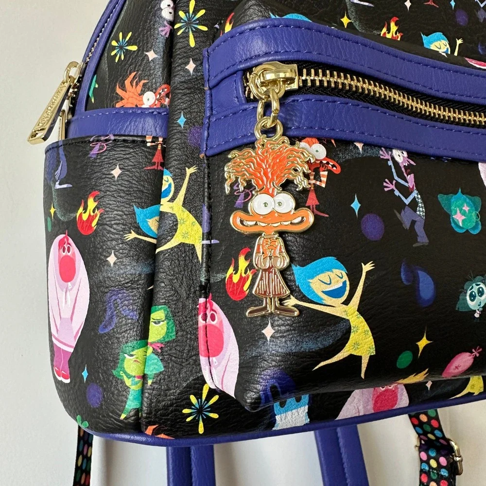 Disney Parks Loungefly Mini Backpack Inside Out 2 Characters Black Blue Purple
